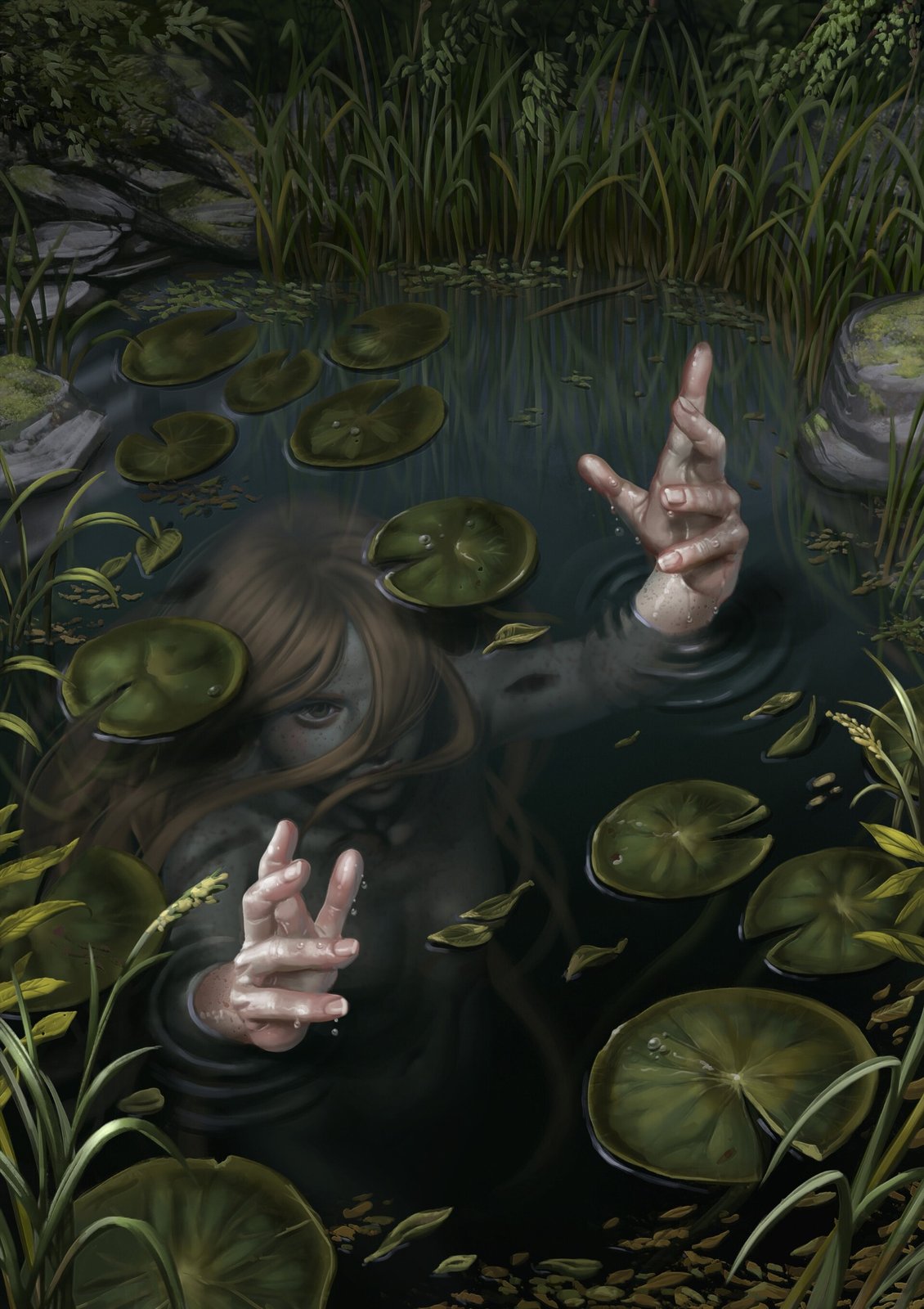 Woman in the pond, illustration by Sara Forlenza