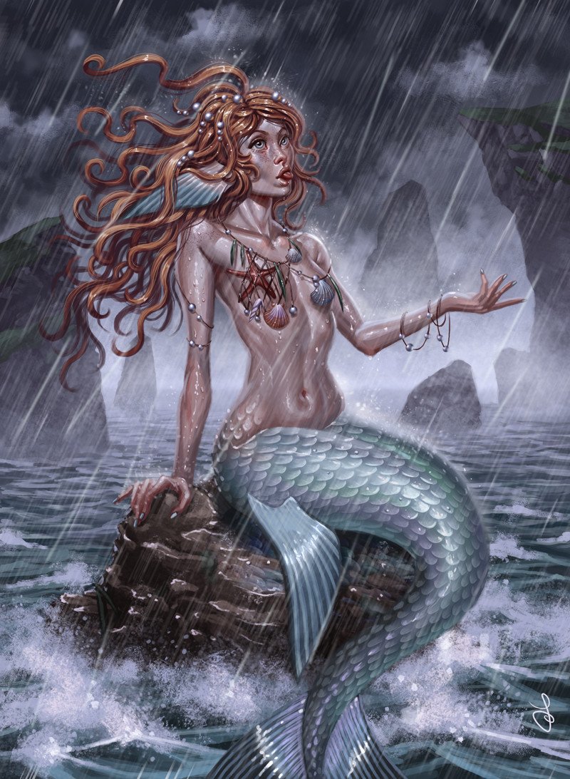 Curious Merrow, illustration by Sara Forlenza
