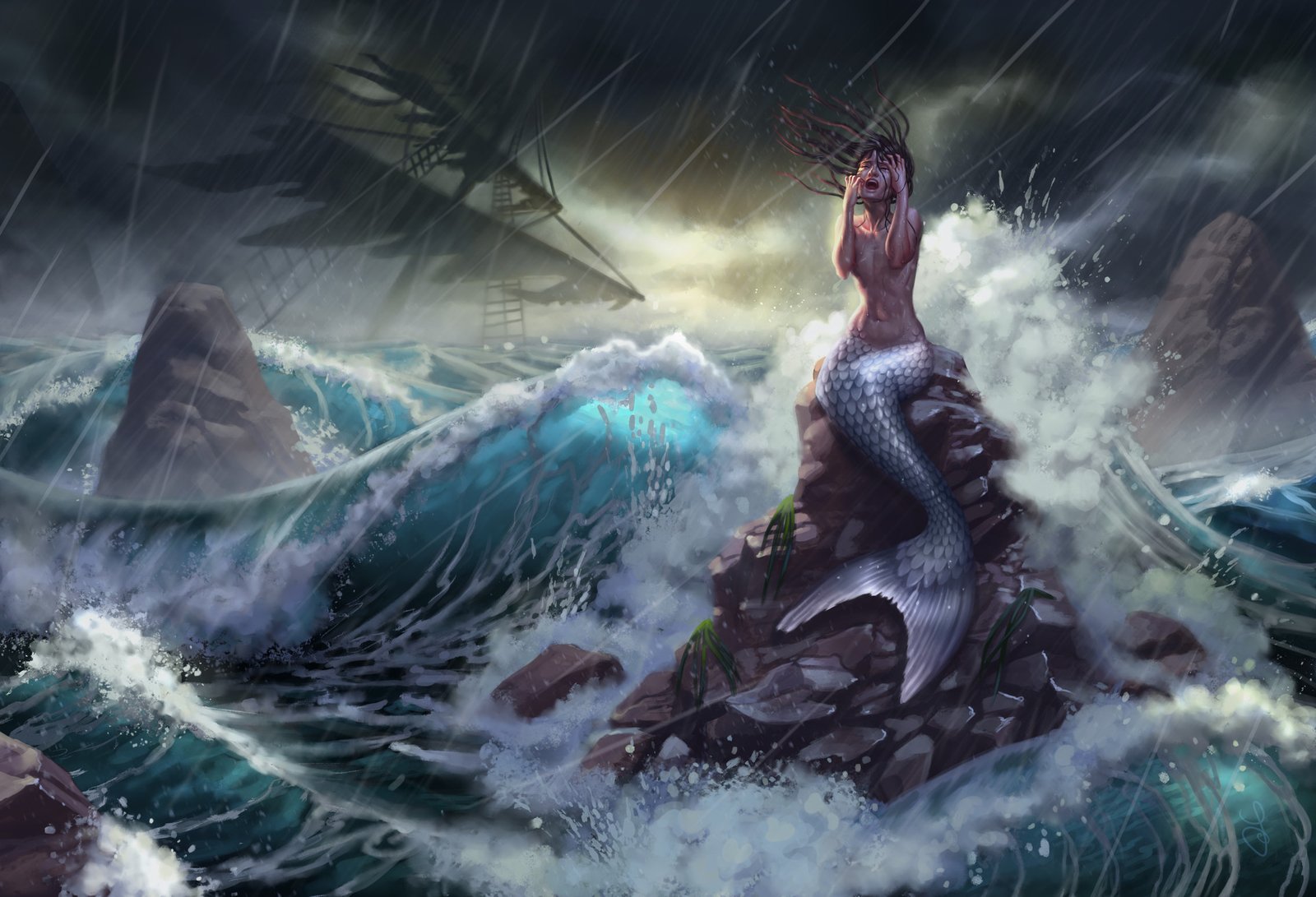 Keening Merrow, illustration by Sara Forlenza